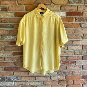 Vintage 90’s: Bobbie Brooks Sport - 100% Silk Women’s Yellow Button Up Shirt